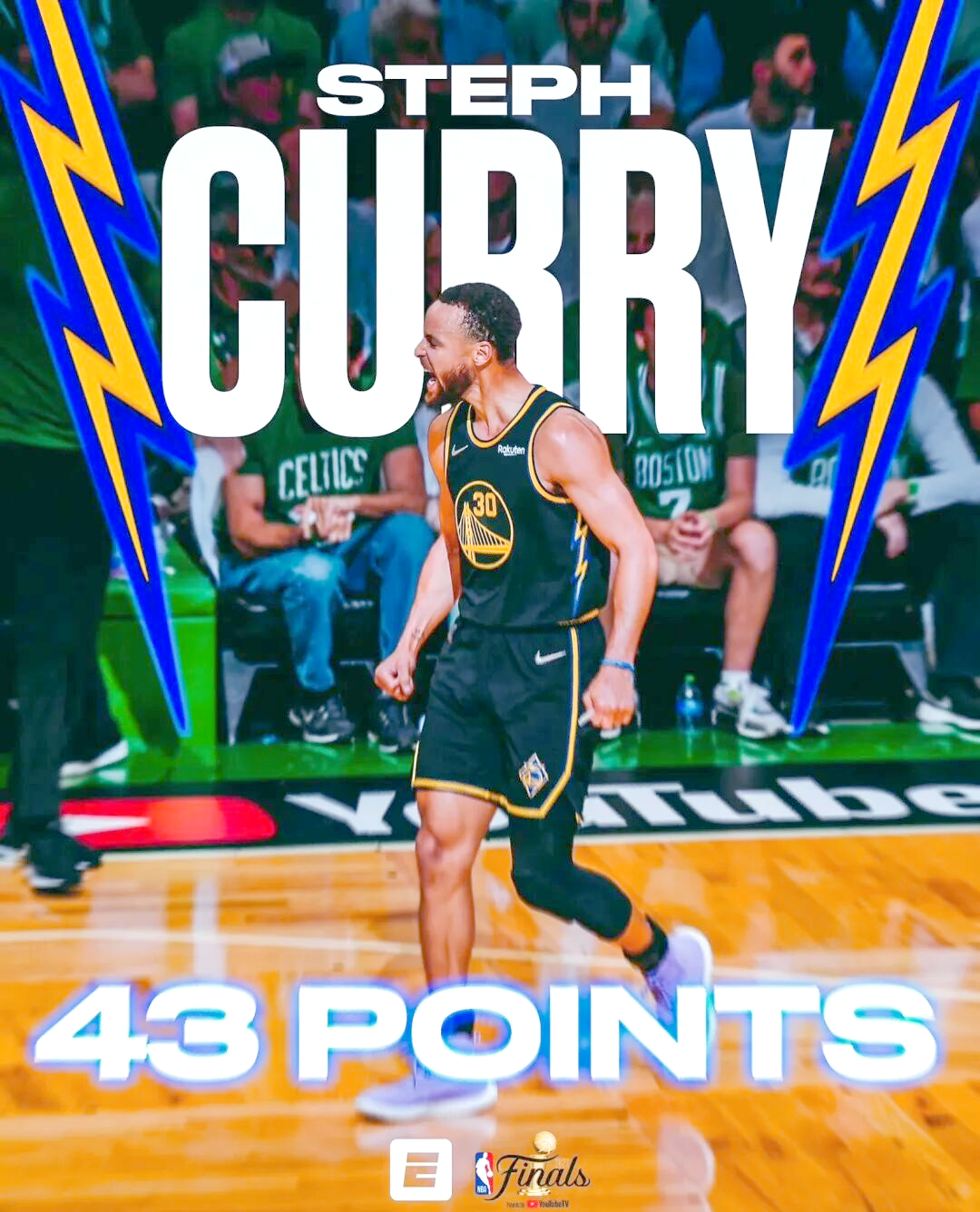 勇士逆转凯尔特人，库里砍下30分